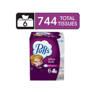 Puffs Ultra Soft Facial Tissues, 6 Family Size Boxes, 124 Facial Tissues Per Box