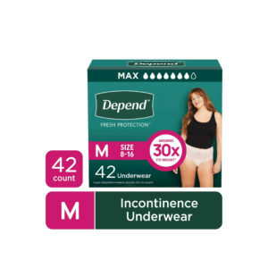 Depend Fresh Protection Incontinence Underwear for Women, Adult Diapers, M, 42 Count