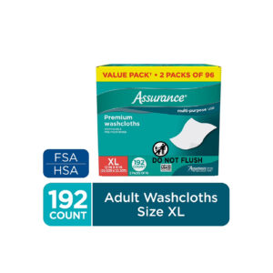 Assurance Disposable and Pre-Moistened Premium Extra Large Washcloths for Adults, 192 Count