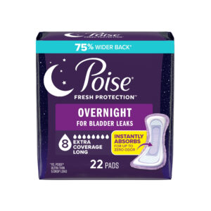 Poise Overnight Incontinence & Postpartum Pads for Bladder Leaks, 8 Drop Extra Coverage, 36 Count