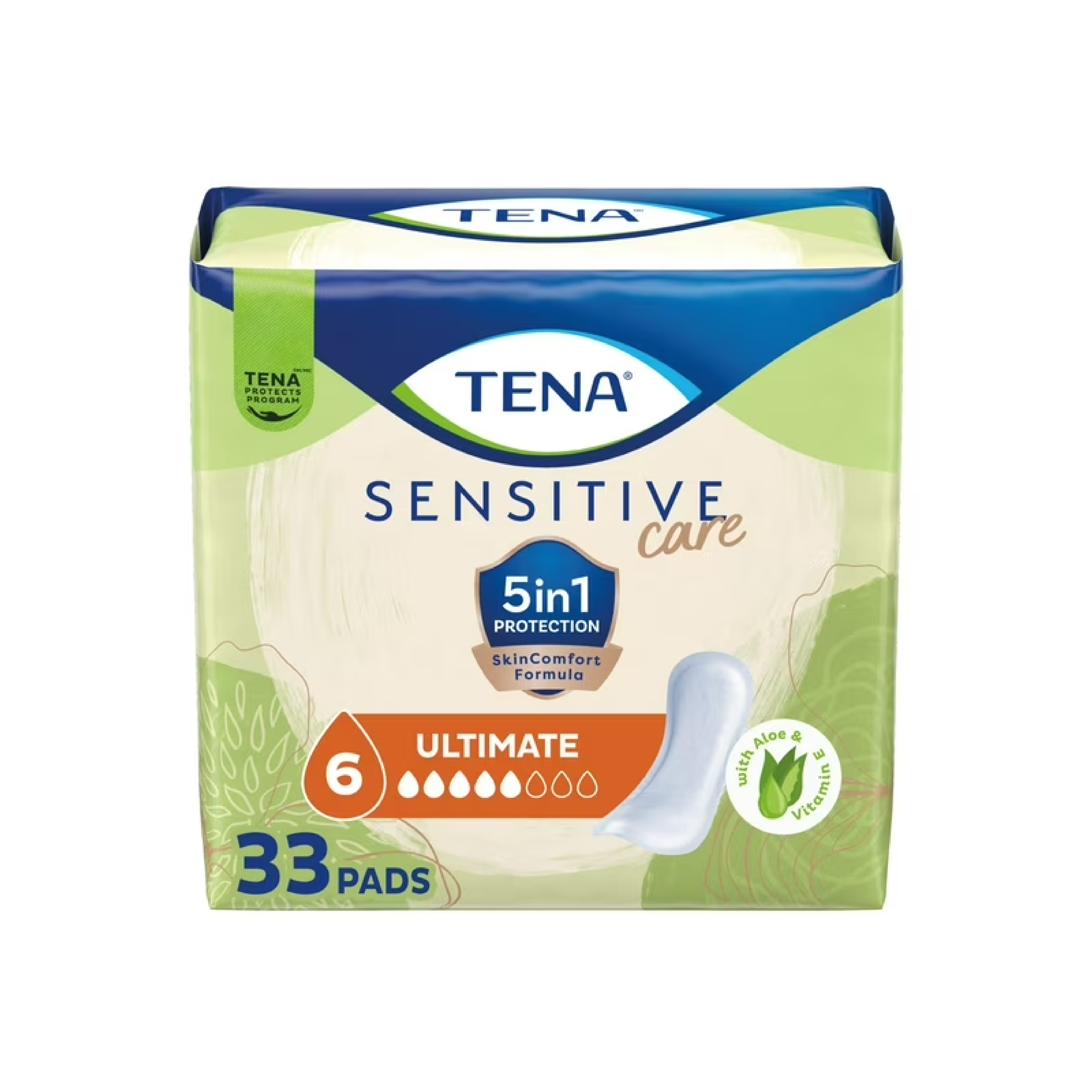 TENA Sensitive Care Ultimate Absorbency Incontinence Pad for Women, 33ct