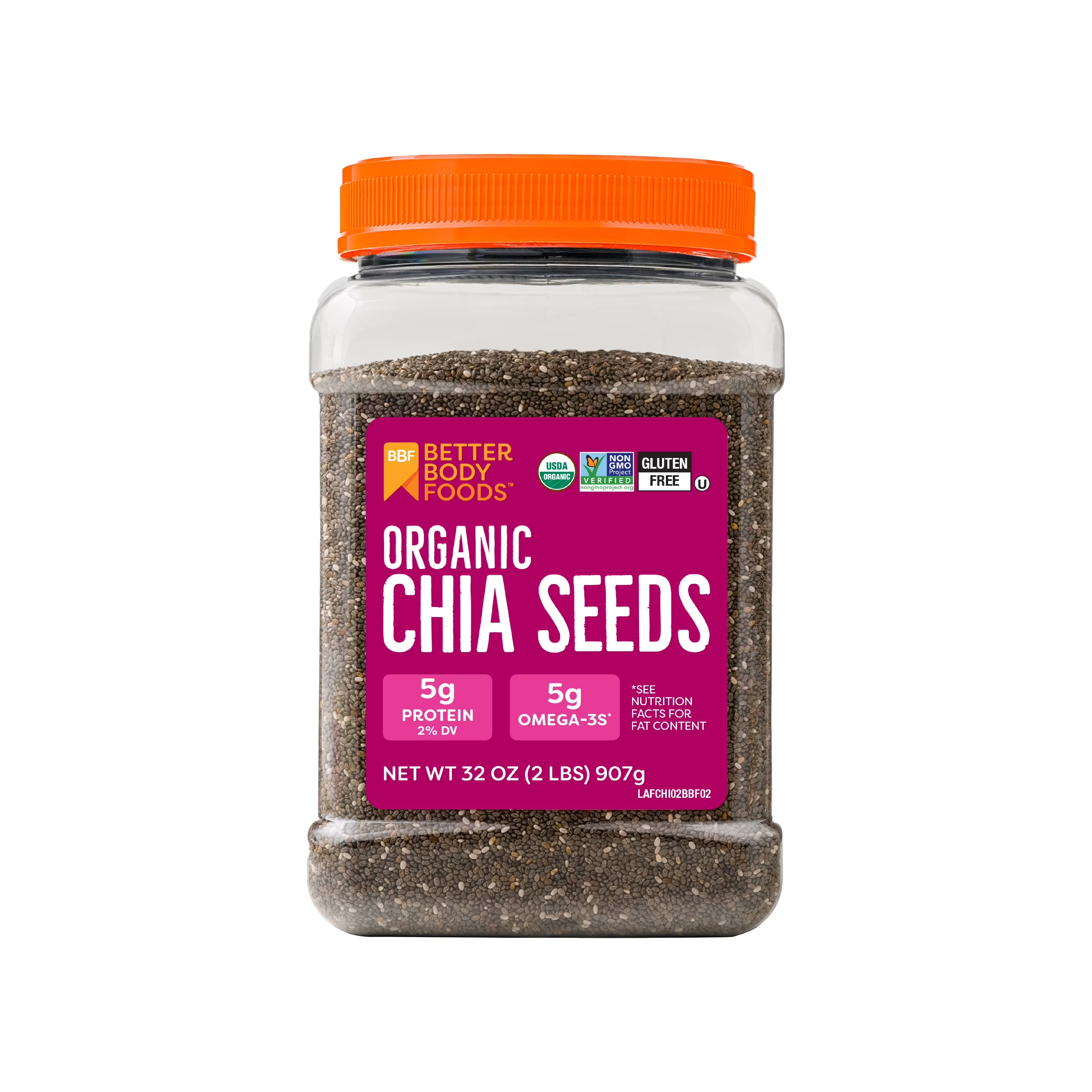BetterBody Foods Organic Chia Seeds, 2.0 lb, 30 Servings